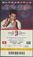 Load image into Gallery viewer, 2015 IIHF World Junior Hockey Championships Ticket Switzerland Sweden Toronto