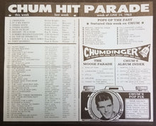 Load image into Gallery viewer, 1963 1050 Chum Chart Radio Station Survey Music Toronto Richie Knight