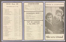 Load image into Gallery viewer, 1970 CKOC Chart Radio Survey Hamilton1150 Music Simon & Garfunkel Mountain