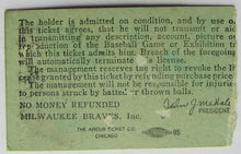 Load image into Gallery viewer, 1964 County Stadium MLB Baseball Ticket Stub Milwaukee Braves vs Chicago Cubs