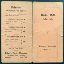 Load image into Gallery viewer, 1926-27 Kenmore High School Basketball Schedule Upstate New York Vintage Sked