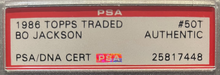 Load image into Gallery viewer, 1986 Topps Traded #50T Bo Jackson Autographed MLB Baseball Card Signed PSA