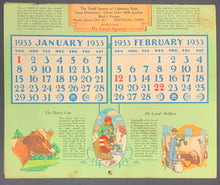 Load image into Gallery viewer, 1933 W.P. Holmes Calendar Hockey Skaters + Themed Vintage Old Sports Pictures