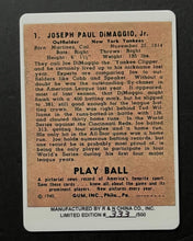 Load image into Gallery viewer, Joe DiMaggio Porcelain Card Set x4 + 1 Signed #333/500 Baseball Authentic COA