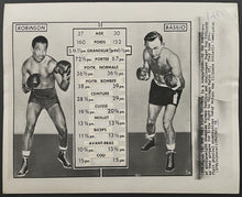Load image into Gallery viewer, 1958 Sugar Ray Robinson vs Carmen Basilio Wire Photo Vintage Boxing Picture