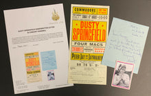 Load image into Gallery viewer, Dusty Springfield Hand Written Signed Letter + Concert Handbill Autographed LOA