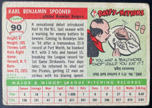 Load image into Gallery viewer, 1955 Topps Baseball #90 Karl Spooner Brooklyn Dodgers Vintage MLB Card