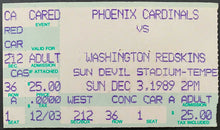 Load image into Gallery viewer, 1989 Sun Devil Stadium Phoenix Cardinals NFL Program + Ticket vs Redskins