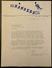 Load image into Gallery viewer, 1964 NHL Hockey Letter New York Rangers Fan Club Letterhead Vintage Rare