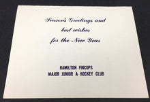 Load image into Gallery viewer, 1970's Hamilton Fincups Hockey Club Christmas Card Major Junior A OHA Ontario
