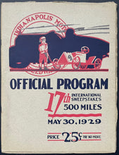 Load image into Gallery viewer, 1929 Indy 500 Unscored Program Ray Keetch Indianapolis Motor Speedway Racing VTG