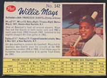 Load image into Gallery viewer, 1962 Willie Mays White Back Canadian Post Trading Card #142 San Francisco Giants