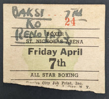 Load image into Gallery viewer, 1950 St. Nicholas Arena Boxing Vintage Ticket Stub Joe Baski Bernie Reynolds