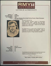 Load image into Gallery viewer, 1930 Jack Sharkey Heavyweight Boxing Champ Original Newspaper Illustration Art