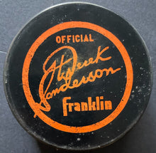 Load image into Gallery viewer, 1970s NHL Hockey Derek Sanderson Franklin Promo Puck Boston Bruins Vintage