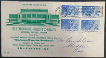 Load image into Gallery viewer, 1956 Canada's 1st Hockey Stamp 1st Day Of Issue Cachet Memorial Auditorium