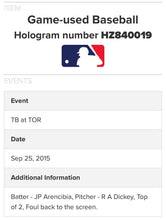 Load image into Gallery viewer, 2015 MLB Game Used Ball Toronto Blue Jays v Tampa Bay Rays Dickey MLB Holo