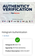 Load image into Gallery viewer, Peyton Manning Autographed Colts Mini Helmet + Bust Signed NFL Football Fanatics
