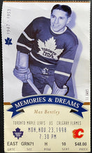 Load image into Gallery viewer, 1998 Final MLG Season Toronto Maple Leafs Ticket w Max Bentley NHL Hockey Vtg