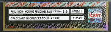 Load image into Gallery viewer, 1987 Paul Simon Graceland In Concert Tour Working Personnel Pass iCert EX-NM 6.5