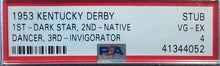 Load image into Gallery viewer, 1952 Kentucky Derby GA Ticket Stub Churchill Downs PSA Dark Star Winner Vintage