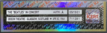 Load image into Gallery viewer, 1964 Vintage Beatles Concert Ticket Stub Glasgow Odeon Scotland Authenticated