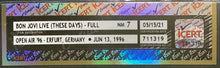 Load image into Gallery viewer, 1996 Vintage Bon Jovi These Days Open Air Concert Ticket Erfurt Germany Graded