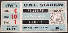 Load image into Gallery viewer, 1970 C.N.E. Stadium Toronto Argonauts Playoff Game 1 CFL Football Ticket