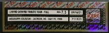 Load image into Gallery viewer, 1988 Lynyrd Skynyrd Tribute Tour Full Concert Ticket Mississippi Coliseum iCert