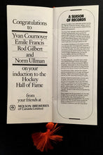 Load image into Gallery viewer, 1982 Hockey HOF Induction Ceremony Program Cournoyer Gilbert Francis Ullman