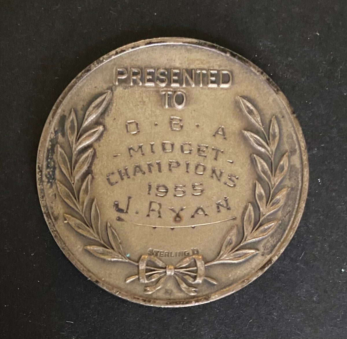 1955 Vintage Oshawa Canadian Baseball Sterling Silver Medal Vtg Glory