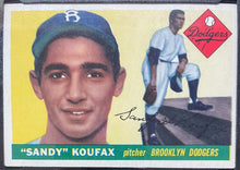 Load image into Gallery viewer, 1955 Topps #123 Sandy Koufax Brooklyn Dodgers Baseball MLB Card KSA EX 5