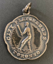 Load image into Gallery viewer, 1924 Toronto City Playgrounds Baseball Medal Sterling Silver Vintage Antique
