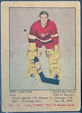 Load image into Gallery viewer, 1951 Parkhurst #61 Terry Sawchuk NHL Hockey Card RC Detroit Red Wings PSA 2