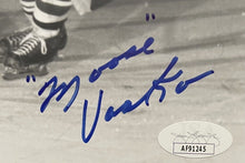 Load image into Gallery viewer, George Armstrong + Elmer Vasko Autographed Leafs / Hawks NHL Hockey Photo JSA