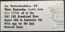 Load image into Gallery viewer, 1967 C.N.E. Stadium Regina Roughriders vs Toronto Argonauts CFL Football Ticket