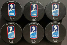 Load image into Gallery viewer, 6 Different IIHF World Championship Game Hockey Pucks Bulgaria 2018-2020
