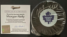 Load image into Gallery viewer, Morgan Rielly Autographed Toronto Maple Leafs NHL Hockey Puck + COA