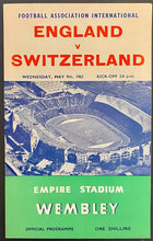 Load image into Gallery viewer, 1962 Int'l Football Soccer Match England Switzerland Wembley Stadium Program