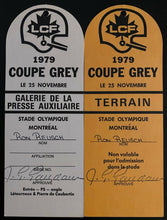 Load image into Gallery viewer, 1979 CFL Football Ron Reusch Press Credential Grey Cup Olympic Stadium Vintage