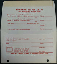 Load image into Gallery viewer, 1958 Toronto Maple Leaf Baseball Club Envelope Playoff Tickets Order Form