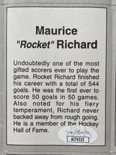 Load image into Gallery viewer, Maurice Richard Autographed Signed Full Sheet of 1990's Oldtimers Cards NHL JSA