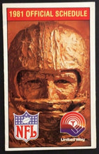 Load image into Gallery viewer, 1981 Official NFL Football Schedule 12 Page Fold Out Nationally Televised Games