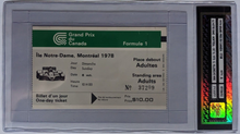 Load image into Gallery viewer, 1978 Canadian Grand Prix Racing Ticket Stub Authentic F1 Gilles Villeneuve Wins