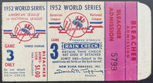 Load image into Gallery viewer, 1952 World Series Game 3 Ticket Yankee Stadium New York v Brooklyn Dodgers MLB