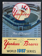 Load image into Gallery viewer, 1957 MLB World Series Program Yankees v Braves Game 2 Pee Wee Reese Collection