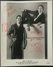 Load image into Gallery viewer, 1990 Promo Photo Penn + Teller Autographed Toronto Royal Alexandra Theatre JSA