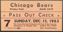 Load image into Gallery viewer, 1963 Wrigley Field Football Pass Out Check Ticket Chicago Bears vs Lions NFL VTG