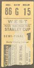 Load image into Gallery viewer, 1963 Maple Leaf Gardens Stanley Cup Semi Final Ticket Game 1 Toronto v Canadiens