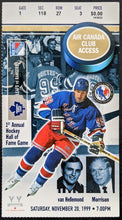 Load image into Gallery viewer, 1999 1st Annual Hockey Hall Of Fame Game Ticket Gretzky Inductee Leafs Rangers